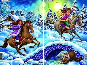 Пазл – Наездницы, 18 деталей, 2 вида (Larsen, U9)